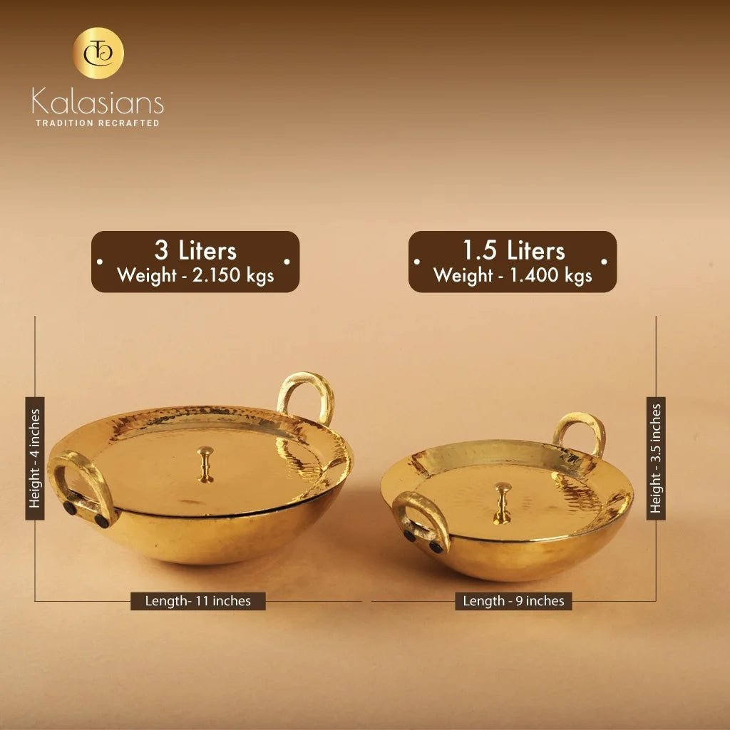 Brass Kadhai with Lid- Tin coated, Naturally Non Stick - Kalasians